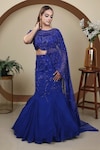 Lasha_Blue Net Hand Embroidered Sequin Round Fish Cut Lehenga With Blouse _Online_at_Aza_Fashions