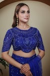 Lasha_Blue Net Hand Embroidered Sequin Round Fish Cut Lehenga With Blouse _at_Aza_Fashions