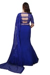 Buy_Lasha_Blue Net Hand Embroidered Sequin Round Fish Cut Lehenga With Blouse 