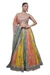 Lasha_Multi Color Dola Silk Hand Embroidered Panelled Lehenga Blouse Set _at_Aza_Fashions