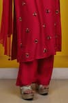 Shop_Lasha_Pink Cotton Silk Hand Embroidered Zari Round Floral Kurta Pant Set _Online_at_Aza_Fashions