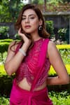 Buy_Lasha_Pink Italian Satin Hand Front Slit Pre-draped Saree With Blouse _Online_at_Aza_Fashions