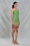 Buy_Naintara Bajaj_Multi Color Cotton Poly Printed Abstract Boat Neck Embroidered And Short Dress_Online_at_Aza_Fashions
