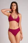 Buy_Kai Resortwear_Purple Carvico Italian Jersey(80% Polyamide 20% Neck Bikini Set  _at_Aza_Fashions