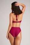 Shop_Kai Resortwear_Purple Carvico Italian Jersey(80% Polyamide 20% Neck Bikini Set  _at_Aza_Fashions