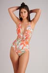 Buy_Kai Resortwear_Orange Carvico Italian Jersey(80% Polyamide 20% Autumn Monokini  _at_Aza_Fashions