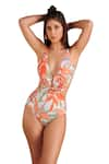 Kai Resortwear_Orange Carvico Italian Jersey(80% Polyamide 20% Autumn Monokini  _Online_at_Aza_Fashions