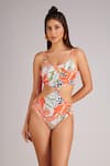 Buy_Kai Resortwear_Orange Carvico Italian Jersey(80% Polyamide Autumn Neck Monokini  _at_Aza_Fashions