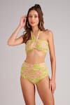 Buy_Kai Resortwear_Yellow Carvico Italian Jersey(80% Polyamide Vintage Floral Bikini Set _at_Aza_Fashions