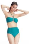 Buy_Kai Resortwear_Green Carvico Italian Jersey(80% Polyamide 20% Ruched Bikini Set  _at_Aza_Fashions