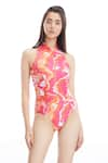 Buy_Kai Resortwear_Orange Carvico Italian Jersey(80% Polyamide 20% Surfing Monokini  _at_Aza_Fashions