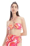 Kai Resortwear_Orange Carvico Italian Jersey(80% Polyamide Ringlet Bikini Sarong Set  _Online_at_Aza_Fashions