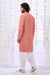 Shop_Taroob_Peach Silk Embroidered Floral Art Sequin Chikankari Kurta Set  _at_Aza_Fashions