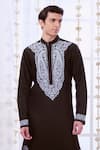 Buy_Taroob_Black Silk Embroidered Paisley Bold Dori Work Kurta Set 