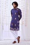 Buy_Taroob_Multi Color Silk Printed Kalamkari Floral Nizam Kurta Set 