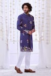 Shop_Taroob_Multi Color Silk Printed Kalamkari Floral Nizam Kurta Set 
