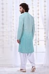 Shop_Taroob_Blue Silk Embroidered Chikankari Ombre Kurta And Pyjama Set  _at_Aza_Fashions