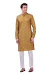 Shop_Taroob_Green Silk Printed Mughal Darbar Motifs Kurta Set _Online_at_Aza_Fashions