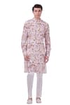 Buy_Taroob_White Silk Printed Floral Kurta Set  _Online_at_Aza_Fashions