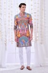 Buy_Taroob_Multi Color Silk Printed Raj Darbar Royal Kurta Set _at_Aza_Fashions