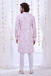 Shop_Taroob_Pink Silk Printed Floral Pastel Kurta Set _at_Aza_Fashions