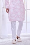 Taroob_Pink Silk Printed Floral Pastel Kurta Set _Online_at_Aza_Fashions