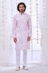 Buy_Taroob_Pink Silk Printed Floral Pastel Kurta Set _Online