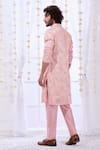 Shop_Taroob_Pink Silk Embroidered Bird Chikankari Kurta Set  _at_Aza_Fashions