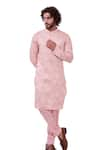 Buy_Taroob_Pink Silk Embroidered Bird Chikankari Kurta Set  _Online_at_Aza_Fashions