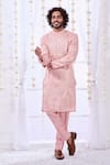 Buy_Taroob_Pink Silk Embroidered Bird Chikankari Kurta Set  