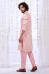 Shop_Taroob_Pink Silk Embroidered Bird Chikankari Kurta Set  