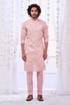 Taroob_Pink Silk Embroidered Bird Chikankari Kurta Set  _Online