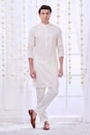 Buy_Taroob_White Silk Embroidered Chevron Sequin Chikankari Kurta Set  _at_Aza_Fashions