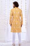 Shop_Taroob_Yellow Silk Embroidered Floral Timeless Kurta Set _at_Aza_Fashions