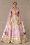 Masaba_Purple Lehenga And Blouse Raw Anar Phool Patchwork Embroidered Set _Online