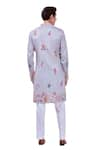 Shop_Taroob_Grey Silk Printed Kalamkari Floral Nizam Kurta Set  