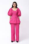 Buy_Leh Studios_Pink 100% Cotton Solid Mantle Straight Trouser  _at_Aza_Fashions