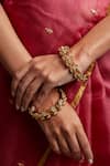 Buy_Tribe Amrapali_Gold Plated Stone Jenisha Floral Scallop Bangle- Single Pc_at_Aza_Fashions