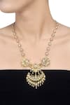 Buy_Tribe Amrapali_Gold Plated Stone Malaya Studded Half Moon Necklace _at_Aza_Fashions