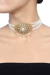 Buy_Tribe Amrapali_Gold Plated Stone Devna Studded Round Pearl Choker _at_Aza_Fashions