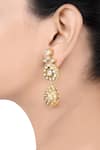 Buy_Tribe Amrapali_Gold Plated Stones Tvisha Floral Cutwork Earrings _at_Aza_Fashions