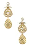 Shop_Tribe Amrapali_Gold Plated Stones Tvisha Floral Cutwork Earrings _at_Aza_Fashions