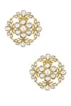 Tribe Amrapali_Gold Plated Stones Anika Floral Cutwork Studs_Online_at_Aza_Fashions