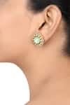 Buy_Tribe Amrapali_Gold Plated Stones Pakhi Floral Studs _at_Aza_Fashions