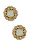 Shop_Tribe Amrapali_Gold Plated Stones Pakhi Floral Studs _at_Aza_Fashions