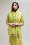 Naina Jain_Green Organza Hand Embroidered Bandhani V Neck Hem Saree With Blouse _at_Aza_Fashions