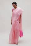 Buy_Naina Jain_Pink Organza Hand Dyed Bandhani Saree With Unstitched Blouse Piece _at_Aza_Fashions