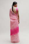 Shop_Naina Jain_Pink Organza Hand Dyed Bandhani Saree With Unstitched Blouse Piece _at_Aza_Fashions