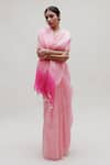 Naina Jain_Pink Organza Hand Dyed Bandhani Saree With Unstitched Blouse Piece _Online_at_Aza_Fashions