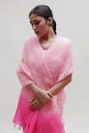 Naina Jain_Pink Organza Hand Dyed Bandhani Saree With Unstitched Blouse Piece _at_Aza_Fashions